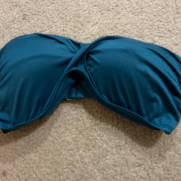 Teal strapless twist top bikini double D 34 - Picture 2 of 3